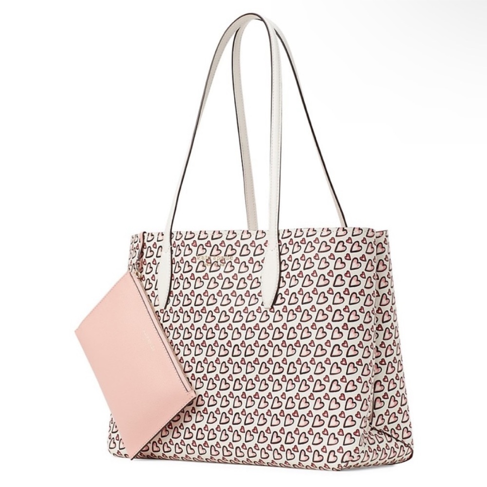 Kate Spade Large All Day Heart Print Tote and Pouch - Brand new with tags!!
